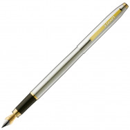 Ручка перьевая LUXOR STERLING 8210 брашированная сталь с золотыми вставками, перо из иридия