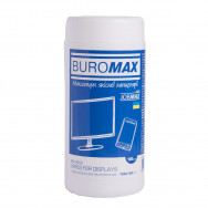Салфетки чистящие BuroMax 0802 для чистки экранов, TFT/ LCD и оптики, 100шт/в тубе
