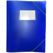Папка на резинках A4 Optima 35699-02 синяя, с карманом для индекса, пластик  500мкм