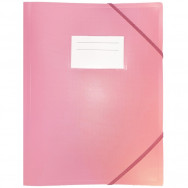 Папка на резинках A4 Optima 35699-89 пастельная розовая, с карманом для индекса, пластик  500мкм