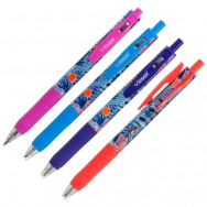 Ручка шариковая VINSON 512 FLOWER автоматическая, синяя, масляная, корпус ассорти, 0.7мм