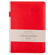 Ежедневник A5 Leo planner 2024 CITY красный, твердая обложка, укр/анг, 368стр, 252431