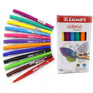 Ручка линер LUXOR ICONIC 15800F/12ACT набор 12 цветов, 0,5мм