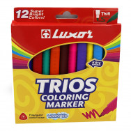 Фломастеры 12цветов LUXOR TRIOS 36100 2.0мм, трехгранный корпус, в картонной коробке