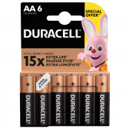 Батарейка Duracell AA/ LR06/ 316, 1,5В щелочная 1х6