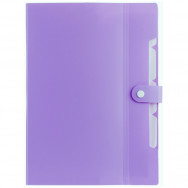 Папка деловая A4 Optima 35520 6 отделений, на кнопке с расширением, лавандовая, пластик 500мкм