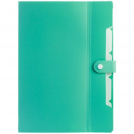 Папка деловая A4 Optima 35521 6 отделений, на кнопке с расширением, мятная, пластик 500мкм