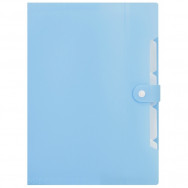 Папка деловая A4 Optima 35524 6 отделений, на кнопке с расширением, голубая, пластик 500мкм