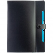 Папка деловая A4 Optima 35538 6 отделений, на кнопке с расширением, черная, пластик 500мкм