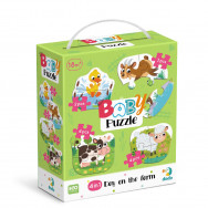 Пазл DoDo BABY PUZZLE "День на ферме" 4-в-1 12х12см, 4 пазла (1-2 элем., 1-3 эл., 2-4 элем.)  300687