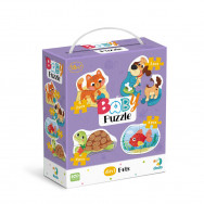 Пазл DoDo BABY PUZZLE "Домашние животные" 4-в-1 12х12см, 4 пазла (1-2 элем., 1-3 эл., 2-4 элем.)  300688