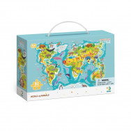 Пазл DoDo "Карта Мир животных" обсервационный, 45х31см, 80 элементов, 300133