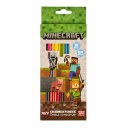 Карандаши  цветные 12/24 цвета YES 290763 Minecraft 2-х сторонние, трехгранные, грифель 3мм