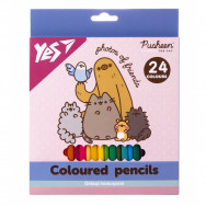 Карандаши  цветные 24 цвета YES 290771 Pusheen трехгранные, грифель 3мм