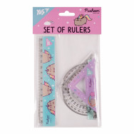 Набор линеек YES 370675 Pusheen пластик, лин. 15 см, треуг. 8см, транспортир, в блистере