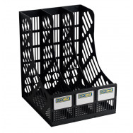 Лоток вертикальный BuroMax 6100 сборный, 3 в 1, черный, 230x255x305 мм