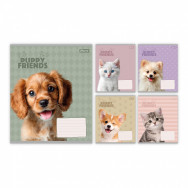 Тетрадь A5 12л линия 1 Вересня "Puppy friends", 5 дизайнов ассорти