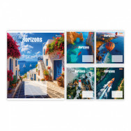 Тетрадь A5 48л клетка 1 Вересня "Vivid horizons", 5 дизайнов ассорти