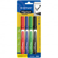Маркер для флипчартов Centropen 8550 FLIPCHART 4шт в наборе, 2,5мм, круглый,  8550/4/bl