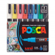 Маркер перманентный Uni POSCA PC-3M 8C набор 8шт, 0.9-1.3мм, пигментные чернила на водной основе