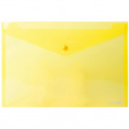 Папка на кнопке A4 Economix 31301-05 желтая, глянцевая полупрозрачная, пластик 180мкм