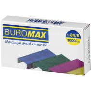 Скобы № 24/6 BuroMax 4422 цветные, 1000 шт
