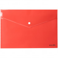 Папка на кнопке A4 Economix 31301-03 красная, глянцевая полупрозрачная, пластик 180мкм