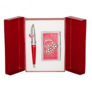 Набор подарочный Langres "Crystal Hear" ручка шариковая + визиница, красный, LS.122008-05